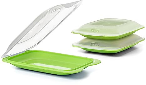 TATAY Aufschnittboxen für Kühlschrank | 3er Set Mini | Frischhaltedosen mit Deckel, Stapelbar | Geeignet für Gefrierschrank, Mikrowelle und Spülmaschine | BPA-frei, 12x3,1x18 cm, Limettengrün