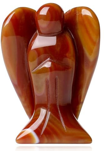 QINJIEJIE Engel Figur Karneol Schutzengel Natürliche Kristalle Edelsteine Heilung Kristall Wächter Statue Reiki Engel Figur Angel Deko Geschenke