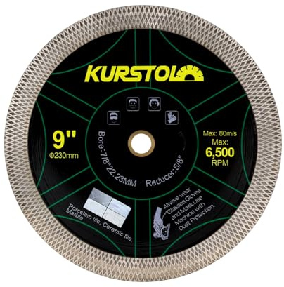 KURSTOL Diamant-Trennscheibe - 2 Stück 230mm Dual-Purpose Diamanttrennscheibe,Angle Grinder Blade Arbor 22.23-15.87mm for Cutting and Grinding Ceramic Tiles,Porcelain,Granite,Marble