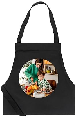 Smartphoto Schürze - Schürze für Frau, Mann - personalisiert - Geschenk mit Foto - Geschenkidee Geburtstag, Valentinstag, Muttertag, Vatertag - Schwarz