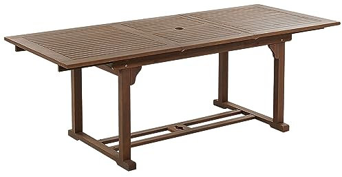 Beliani Gartentisch Akazienholz Dunkelbraun 160/220 x 90 cm ausziehbar rustikal Amantea