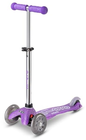 micro™ Mini micro Deluxe Fairy Glitter LED | Höhenverstellbar | Das ORIGINAL | Kinderroller ab 2 Jahren | Inklusive LED Rollen | Jungs & Mädchen 2-5 Jahre | Weiche Lenkung durch Gewichtsübertragung, Lenker millimeterverstellbar, leicht, PU-Rollen mit Induktion, Swiss Design