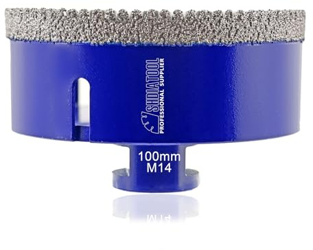 SHDIATOOL Forets Diamantés pour carotteuse, outil de coupe pour carreau avec filetage M14 pour carreau de porcelaine, marbre, granit, 100 mm de foret