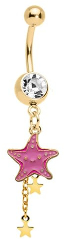 Anello Per Ombelico In Cristallo Per Donna - Forma Di Stella Marina Gocciolante Di Olio Piercing Anelli Per Danza Brillante Per La Pancia Gioielli Per Piercing Per Il Corpo, Anelli Per Ombelico Pen
