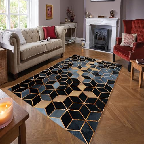 YANHONG Supersoft kurzflor Teppich 90 x 250 cm Wetterfest rutschfest Waschbar Gummirücken Küchenmatte mit Anti-Rutsch Unterseite für Küche, Flur & Wohnraum, A