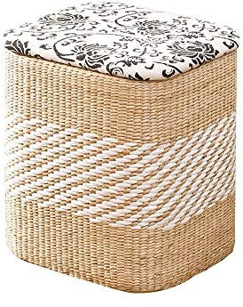 SePKUs Rattan-Wicker-Aufbewahrungshocker, Ottomane, multifunktionaler Haushalts-Tür-Sofa-Seiten-Fußhocker, Beistelltisch, Bank, Pouf-Korb