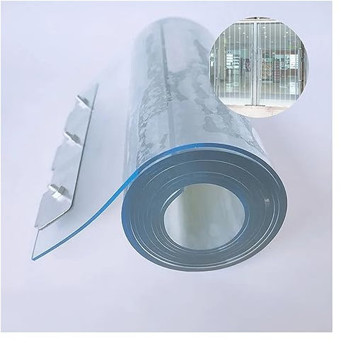 IBOWZ PVC Lamellen Streifenvorhang Klare PVC-Vorhangstreifen, PVC-Streifen, Türvorhang, Staub- und wasserdicht, mit Zubehör für Einkaufszentrum, Bauernhof, Lager