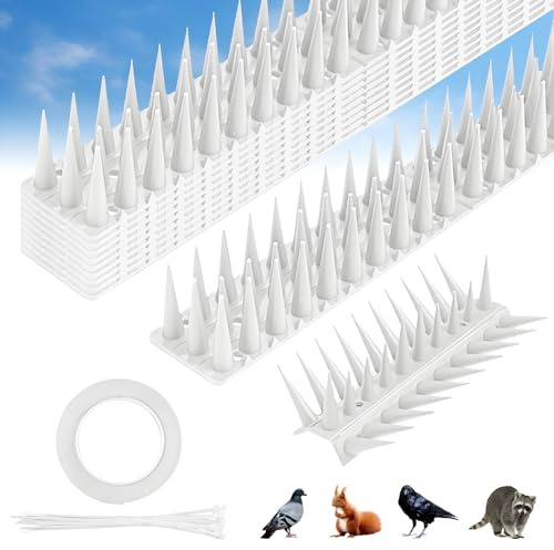 SLTAXAR 12 PCS Pinchos Antipalomas 5.16m, Repelente Palomas Blancas, Pinchos para Gatos y Palomas, Pincho Anti Gatos, Antipalomas de Plástico, Púas Anti Pajaros- 43 x 4 x 3,5 cm, 3 Filas