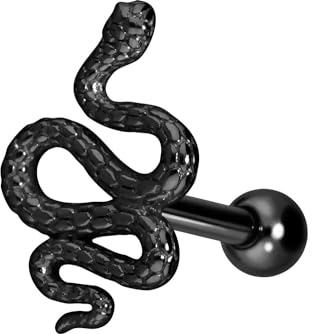 PIERCINGLINE Ohrpiercing aus Chirurgenstahl Schlange Piercing als Ohr-Stecker, Helix oder Tragus in 4 stylischen Farben