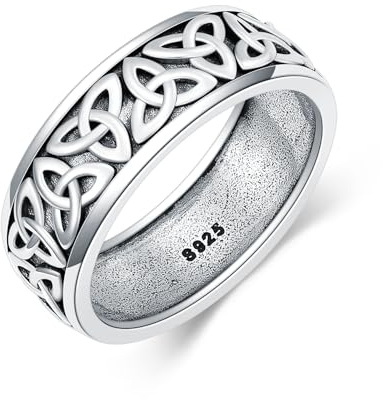 PDTJMTG Herren Ringe 925 Silber Keltischer Knotenring aus SterlingSilber 8mm Keltischer Knoten Ehering für Männer und Frauen Geschenk