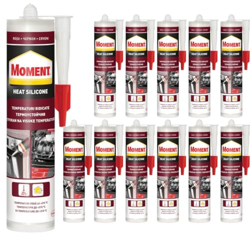 Silicone haute température pour fours jusqu'à 260 °C - Joints et collage - Idéal pour les fours et les chauffages - Adhère au métal, au verre, à la céramique, au bois, aux résines de silicone (12 x