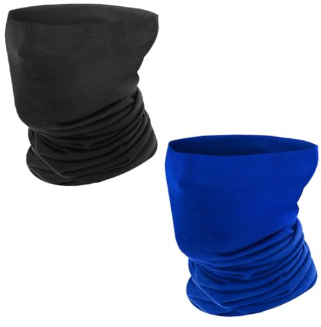MoKo Multifunktionstuch, 2 Stück Gesichtsmaske Stirnbänder Elastisch Nahtlos Sturmmaske Kopfband Schlauchschal Bandana Maske Halstuch, für Sport Radfahren Laufen Hofarbeit UV-Schutz, Schwarz-Blau
