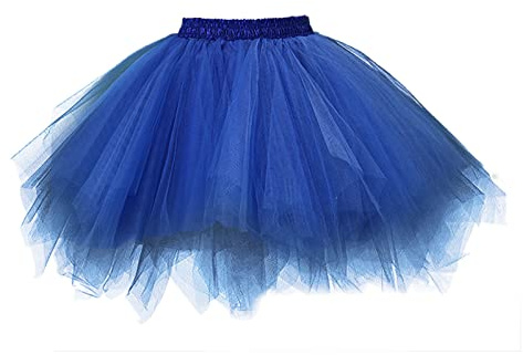 Gonna corta da donna, in tulle, gonna in tulle, per carnevale, carnevale, elegante tutù, mini gonna da balletto, sottogonna, Blu 3, XL