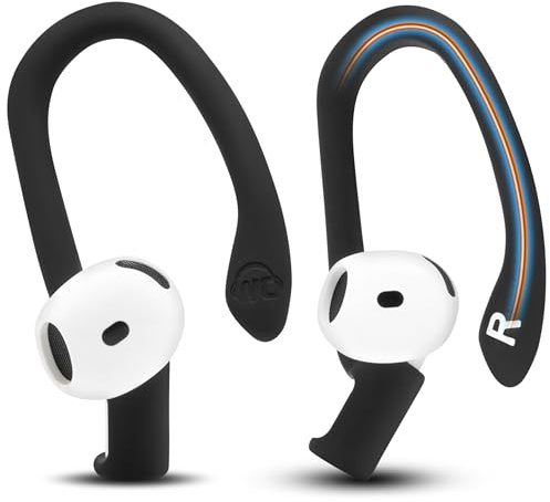 WC HookZ Kompatibel med Airpods 4 - Justerbara, anpassade over-ear-krokar från Wicked Cushions | Formbar kärna för individuell passform, säker och bekväm, patentsökt | Black