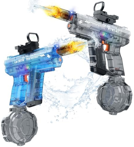 Vmiya Electric Water Gun 2 Pack for Adults and Kids, Light Up Automatic Squirt Gun Watergun, 800CC Large Capacity, 26-33 FT Long Range, Summer Outdoor Beach Pool Party Toy Gift
