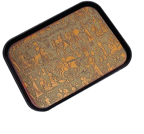 Plats et Plateaux Plateau antidérapant épais, Grand Plateau de Rangement rectangulaire rétro, Plateau de Service de café d'hôtel Commercial Plateau de Service(Grand)