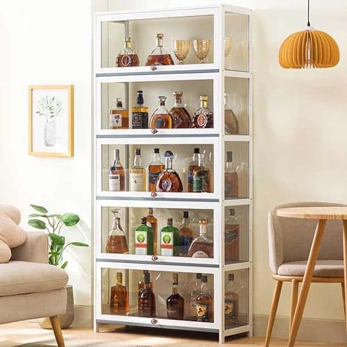 Freistehender Weinschrank mit Weinregal, Aufbewahrung für Likör und Gläser, Küche, Buffet, Sideboard für Wohnzimmer oder Esszimmer (5. Etage, L 60 cm)