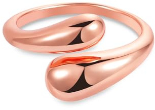 ALEXCRAFT 14K Vergoldet Silber 925 Verstellbare Offen Ringe Damen Herren | Sterling Silber 925 Ringe Einfacher Verstellbare Ring Klobig Chunky Dick Groß Glatter Träne Wassertropfen Umarmen Daumen Ring