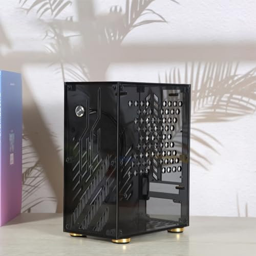 Mini Mini ITX Computer Case, 4.3L con Panel Lateral Transparente, enfriamiento de 360 ​​°, admite una Tarjeta gráfica de Media Altura, Caja de PC de Juego compacta para Flex 1u (Negro)