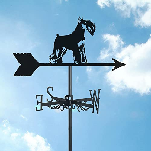 Exquisite Terrier Dog Decoration Metal Weathervane for Roof Mount Weather Vane Wind Direction Indicator Kit for Barn Scene Yard Stake Home Garden Supplies Decor,-Schnauzer