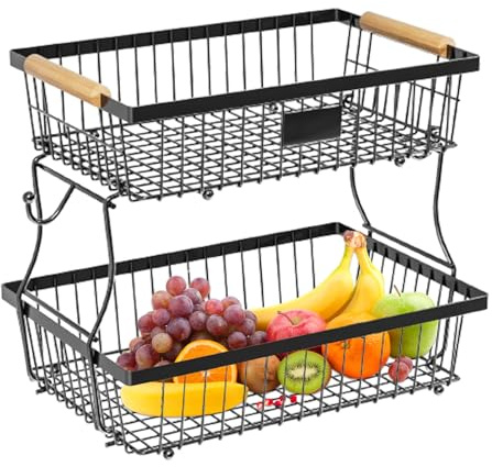 Genérico Cesta De Almacenamiento Verduras Frutas - Soporte De Metal De Soporte De Canasta De Alambre, Concha De Almacenamiento | Organizador De Dos Anotadores De Banana, De Pedido Para Mostrador,