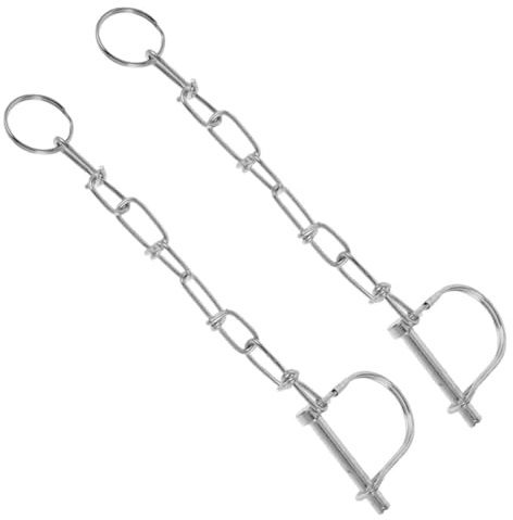 HORIALENCE 2 Piezas Pasadores de Acoplamiento de Remolque con Cadena de Seguridad Fijación Segura Enganches de Tractores y Cortadoras de Césped