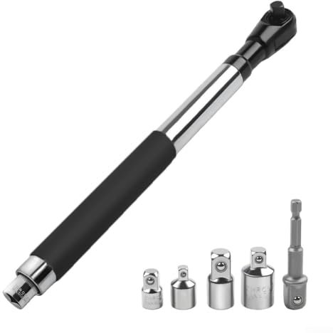 Lecreatekit Automatic Hand Wrench Ratchet Socket, 2 In 1 Torque Wrench Extender Tool Adjustable Long Handle For Automotive Plumbing Repair(6pc)