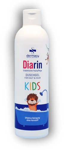 Diarin Kids Duschgel für Haut & Haar – frei von Urea, sanfte Reinigung für diabetische & empfindliche Kinderhaut, auch als sanftes Shampoo geeignet, 250 ml