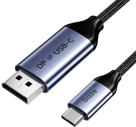 biaze USB C auf DisplayPort Kabel 1.2M, Bidirektional 8K@60Hz, 4K@240Hz, Thunderbolt 3/4/5, DP 1.4, Kompatibel mit iPhone 17 MacBook Pro Air M2 Mac mini M4 iPad Pro Air 5 Surface Pro 8