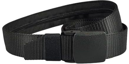 Ceinture pour argent de voyage - Poche secrète à fermeture éclair dissimulée - Ceinture de sécurité anti-pickpocket, porte-monnaie caché, accessoire vestimentaire sûr, sac de rangement plat discret