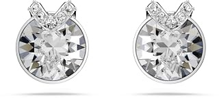Swarovski Bella stud örhängen, Rundslipad, Pavé, Vit, Rodiumpläterad