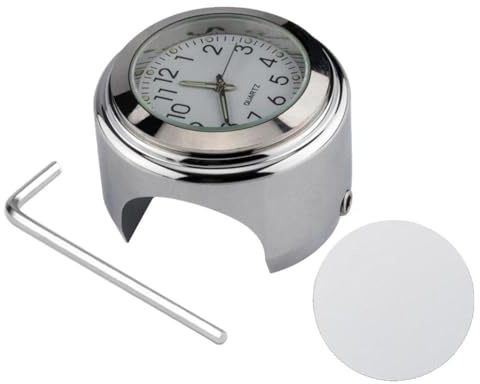 FUBESK Motorrad-Lenkeruhr mit Nachtsicht, wasserdichte Uhr aus Aluminiumlegierung, für 22 mm bis 254 mm für Fahrradlenker, Schwarz
