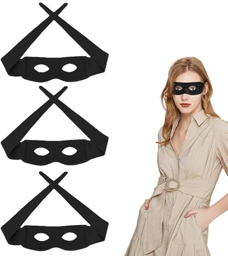 JEYEY Halloween Maskerade Augenmasken, 3pcs Bandit Augenmaske Schwarz, Maskerade Augenmaskes, Venezianische Maske Augenmaskes, Filz Augenmaske, für Halloween Festival Karneval Kostüm Cosplay Party