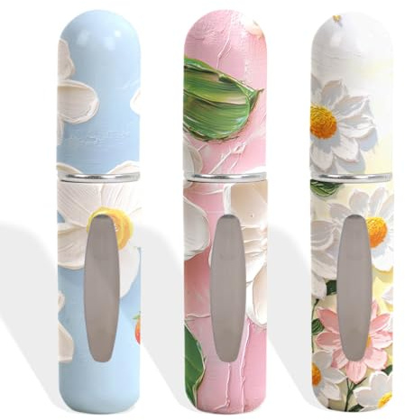QEXUJOW Atomizadores,Botella de muestra de perfume con diseño floral de 3 piezas, botella rociadora de viaje portátil con recarga inferior.