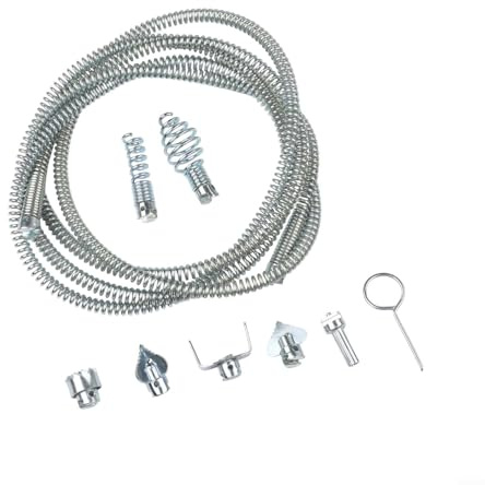 Espiral de limpieza de tuberías de acero de 3 m-12 mm con 6 cabezales de corte intercambiables para máquina de limpieza de desagües eléctricos, diseño de eje flexible para desatascar y mantenimiento