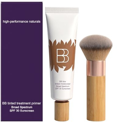 BB Blur Tinted Moisturizer, SPF 30, BB Cream Tint Primer with Brush | Moisturising Lotion for Women, Hydrates & Smooths Skin, Medium Coverage, Broad Spectrum, Daily Brighten Makeup