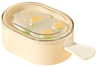 Molde de helado con tapa Magnum DIY, bandeja for hacer cubitos zumo fruta, herramienta cocina molde for paletas bonitas dibujos animados(1PC-Beige)
