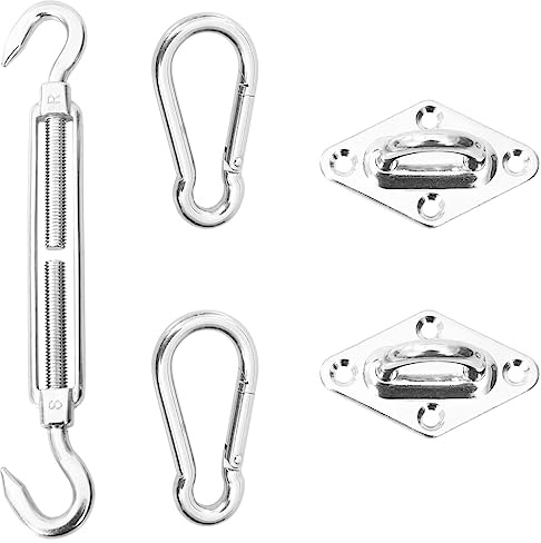 5-Piece Sun Sail Mounting Set 316 Stainless Steel with Carabiner Hook, Wall Eyelets, Adjustable Turnbuckle for Balcony, Patio, Garden, Weatherproof Bracket, Mounting Accessories