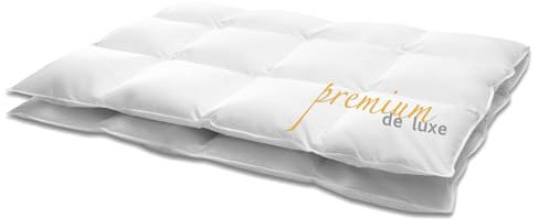 HANSKRUCHEN Premium de Luxe Daunendecke 240x220 cm - Medium / Ganzjahresdecke - Made in Germany Kassettendecke aus 100% Baumwolle - Allergiker geeignet