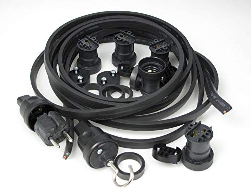 IKu ® Bausatz Illu Lichterkette 20 Meter 20 Fassungen - Stecker - Endstück - schwarzes Kabel