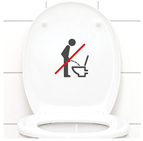 Grandora WC Deckel Sticker - Bitte im Sitzen pinkeln Schild I dunkelgrau 11 x 12 cm I Piktogramm WC Bad Badezimmer Toilette Klodeckel Aufkleber W733