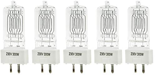 Pyxelstudio Lot de 5 Photo Studio Vidéo Fresnel Ampoule Halogène Mandarine Eclairage Continu 300W 3200K 230V GY9.5