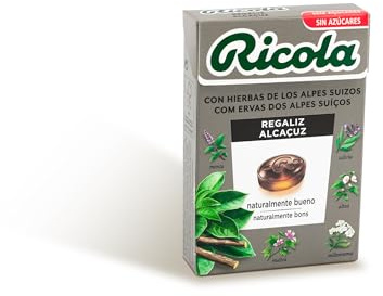 Ricola - Regaliz, Caramelos Duros Sin Azúcar, 50 g | Anís Estrellado, Menta, 13 Hierbas Suizas, Refresca, Suaviza la Garganta, con Edulcorantes, Sabor Regaliz, 50 g