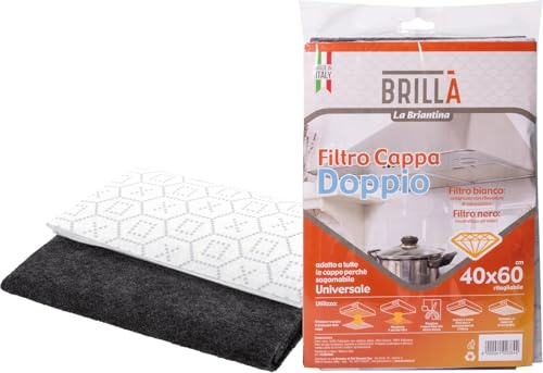 La Briantina Filtro Cappa Doppio da Cucina Neutralizza Odori e Anti Grasso, Ritagliabile e Sagomabile, 40x60 cm