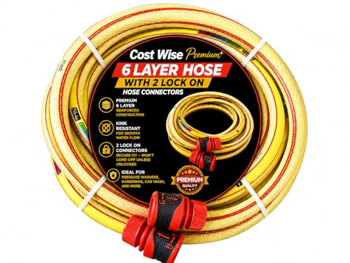 Garden Hose Reel/Pressure Washer Hose Connection/Link kit (from Washer to tap) 5 Meters of Kink Resistant 30 bar Hose and 2 Lock on Universal connectors