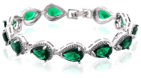 GULICX Silber Armband Tennisarmband Armkette mit Weiß/Blau/Rot/Grün/Lila/Mehrfarbig Tropfen Zirkonia CZ