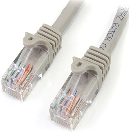 StarTech 5m Cat5e Snagless Ethernet Cable, PoE, Grey (45PAT5MGR) | Gold-plated RJ45, Patch Cable, Ethernet Cord, UTP, 5Gbps speeds, 24AWG copper, Grey