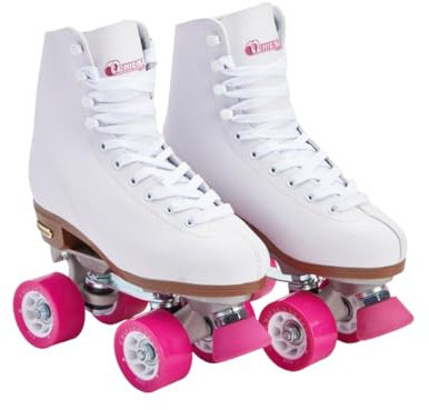 CHICAGO Skates Premium White Quad Roller Skates for Girls and Women Beginners Classic Adjustable High-Top Design for Indoor or Outdoor Skates and Roller Derby