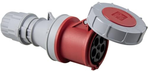 as - Schwabe CEE Kupplung 400V/63A/5-polig - Starkstrom Kupplung mit Schraubkontakt für Leistungsanschluss - Stromkupplung Schlagfest - Wassergeschützt IP67 - Rot/Grau, 60428