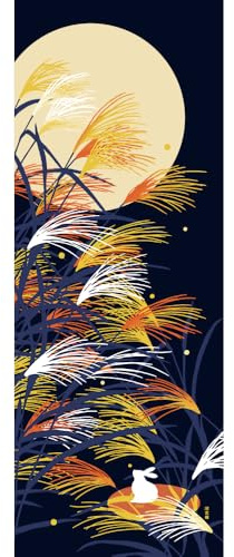 HAMAMONYO Nassen Tenugui - Asciugamano Power of the Moonlight, 34 x 90 cm, colore: Bianco